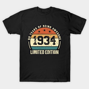 Vintage 1934 Birthday Gift Idea Retro 90th Bday T-Shirt